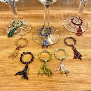 8 - Unused Beaded Wine Glass Charms / Identifiers